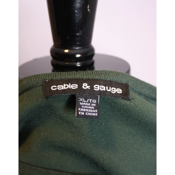 Cable & Gauge Sweater Green Gold Silver Stud Shoulder Detail Pullover Size XL - Picture 4 of 5